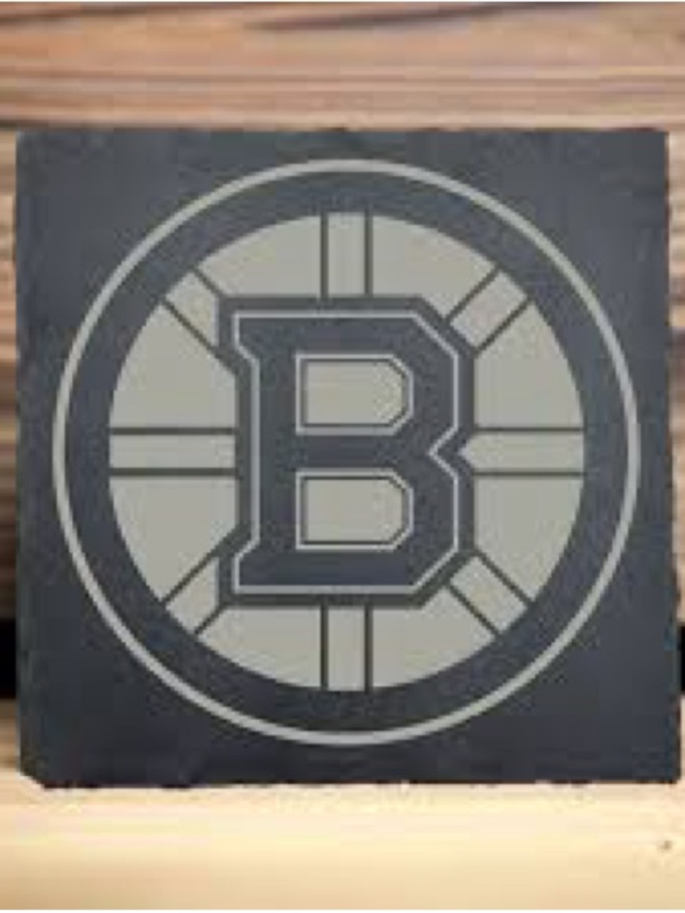 Boston Bruins NHL  Logo SLATE coaster  4 - Grey and Black